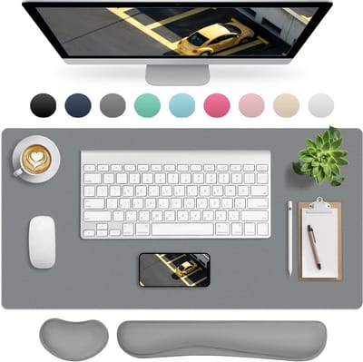 SnelShoppen - Desk Pad Donkergrijs met 2 Beugels, 80x40 cm, Bureau Onderlegger, Office Accessoires, Desk Organizer, Perfect voor Thuiswerk en Kantoor