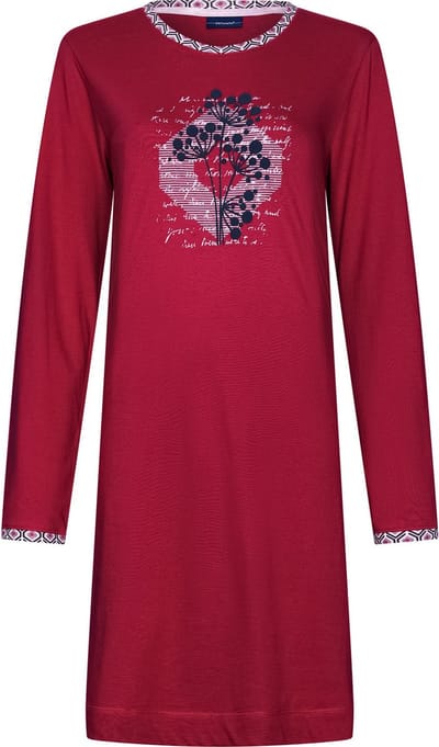 Pastunette dames nachthemd lange mouw -Rood - 40