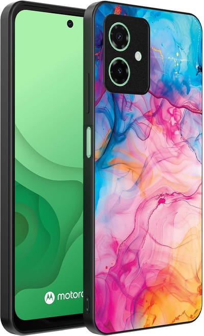 Smartphonica Telefoonhoesje Geschikt voor Motorola Moto G54 met Regenboog Acryl Marmer Opdruk - TPU Backcover Case Rainbow Acrylic Marble Design geschikt voor Motorola Moto G54