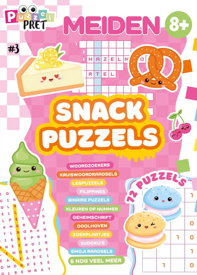 MEIDEN Puzzelpret 3 - Puzzelboek - Puzzelboek Kinderen - Puzzelboeken - Sudoku Kinderen - Vakantieboek - Zomerboek - Doeboek - Puzzelen - Puzzels - Puzzel boek - Knutselen - DIY - Breinbreker - Speelgoed Meisjes - Meisje - Creatief - Raadsels