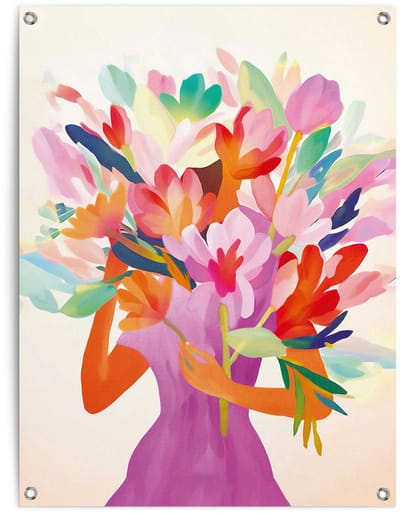 Tuinposter Bloemenmeisje - 80 x 60 - Canvas - REINDERS