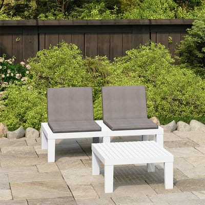 vidaXL - 2-delige - Loungeset - met - kussens - kunststof - wit