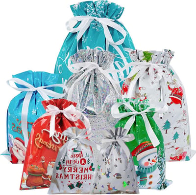 Kerstcadeauzakjes met trekkoord - Kerst inpakzakken - Geschenken Inpakken - 30 stuks X-Large - 57 x 44 cm - Meerdere Kerstkleuren