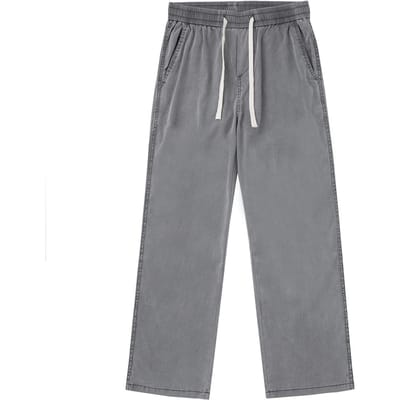 Ijszijde Jeans Heren Zomer Dunne Elastische Taille Broek Casual Veelzijdige Rechte Broek 4XL gray