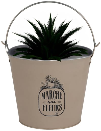 Sunnydays Emmer/plantenpot/bloempot - zink - taupe - D24 x H19 cm