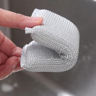Magische Staaldraad Spons Doek Anti-aanbak Olie Kwast Herbruikbaar Dubbelzijdig Schoonmaakdoek Keuken Afwasdoek Schuursponsjes Poetslappen Handdoeken 1pcs