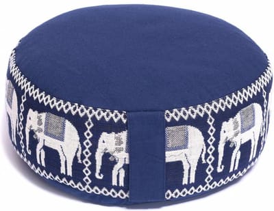 Meditatiekussen rond patroon olifant indigo – Yogi & Yogini