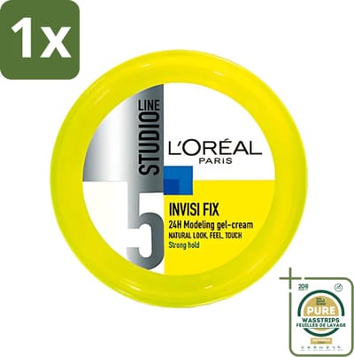1 x L'Oréal Paris - Gel - Studio Line - Invisi Fix - 24H Clean Modeling Gel Crème - 150 ml- Gel Crème - Haar Fixatie - Natuurlijk Kapsel - Gezond Haar - 24h Clean Modeling