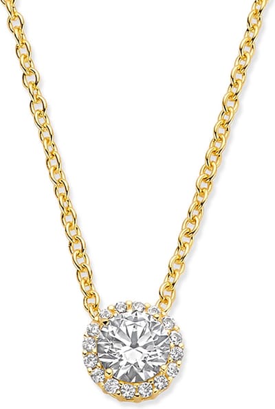 New Bling - 9NB-1535 - zilveren ketting - zirkonia - 925 sterling silver - gold plated - 40+5cm