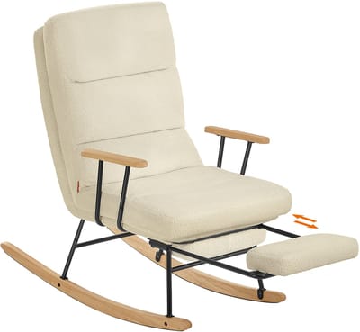 SONGMICS HOME - Schommelstoel - Ligstoel - Verstelbare Rugleuning - Fleece Bekleding - Max. 160 kg