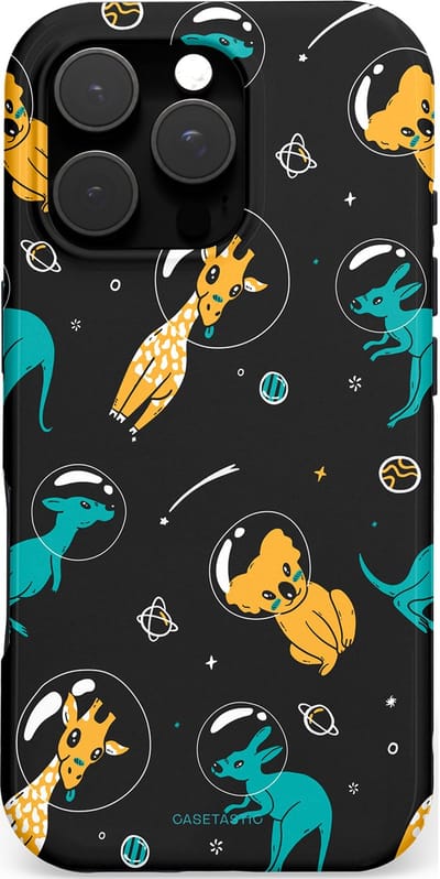 Casetastic hoesje geschikt voor Apple iPhone 16 Pro - MagSafe - Dubbellaagse bescherming - Donkere Ruimte Safari - Fashion Case - Zwart Petrol