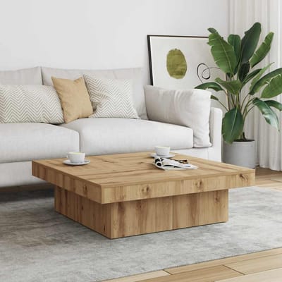 vidaXL - Salontafel - 90x90x28 - cm - bewerkt - hout - artisanaal - eikenkleur