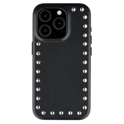 Selencia Hoesje - Geschikt voor Apple iPhone 15 Pro - Studs Backcover geschikt voor MagSafe - Velvet Black