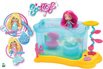 Seasters, Bubble Aquarium met verrassende zeemeerminpop, prinses die verandert in zeemeermin, met geheime accessoires