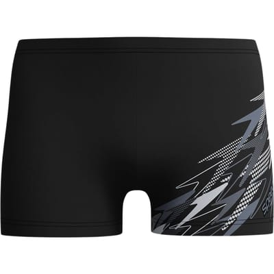 Speedo Medley Logo Aquashort Heren - Strakke Zwemshort Heren - Vormvaste Zwemboxer Heren - Sportzwembroek Heren met Trekkoord - Zwart/Grijs - M