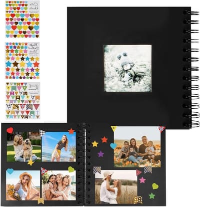 DIY Fotoboek 17 x 17 cm met Zwarte Pagina's, 40 Bladzijden voor Passen en Scrapbooking, Perfect voor Bruiloften en Herinneringen