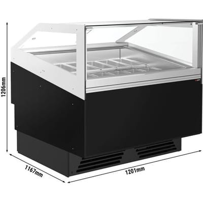 GGM Gastro Eistheke ADAM - 1200mm - Umluft - für 12x 5 Liter oder 8x 7 Liter Eisbehälter - Schwarz