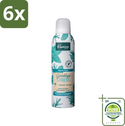 Kneipp - Douche schuim - Goodbye Stress - Watermunt & Rozemarijn - 200 ml - Voordeelverpakking - 6 stuks - Douche foam - Stress verlichten