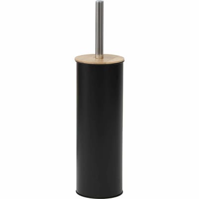 Tendance Toilet/badkamer toiletborstel met houder - Bamboo Vibe - zwart - D10 x H40 cm