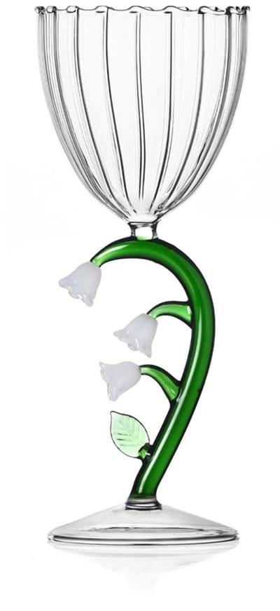 Ichendorf Botanica glas op voet met bloem H21cm 28cl