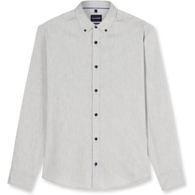 OLYMP Casual Overhemd, Regular Fit, Button-down, Middengrijs