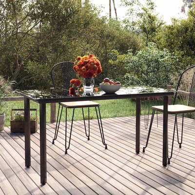 vidaXL - Tuintafel - 200x100x74cm - staal - en - gehard - glas - zwart