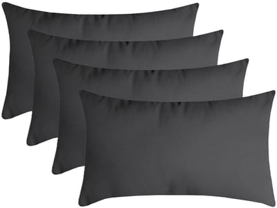 Stof Textile sierkussen Nelson - 4x - donkergrijs - 30 x 50 cm - bank kussens - zitkussens - binnen/buiten - polyester