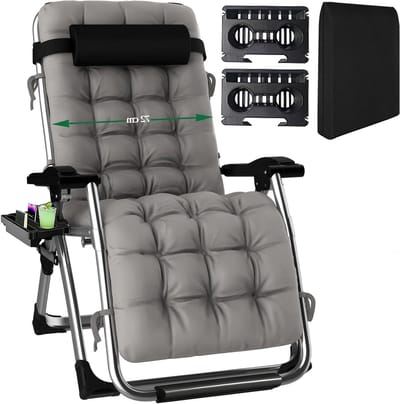 Ergonomische Ligstoel - Zonnebed Tuinstoel - Ontspannen in de tuin - Verstelbare rugleuning - 72 cm breed - Grijs