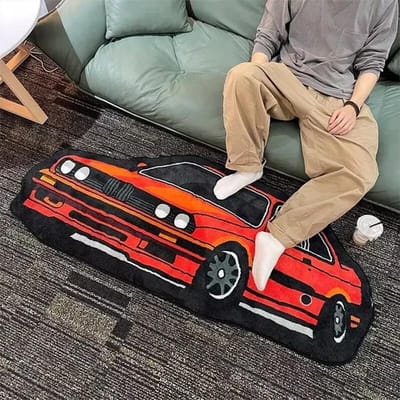 Tapis en forme de voiture de course, Tapis de chevet doux et confortable pour chambres à coucher, Tapis de sol décoratif pour chambres d'enfants, Décoration de maison 40x100cm 16x40inch gray