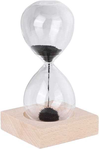 Zandloper met Magnetische Functie en Houten Basis - Decoratieve Tijdmeter voor Thuis en Cadeau voor Kerstmis - Unieke Design Zandtimer voor Bureau en Interieur