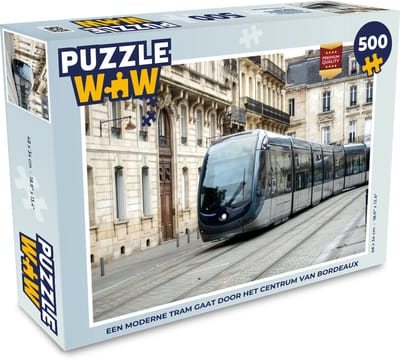 Puzzel Een moderne tram gaat door het centrum van Bordeaux - Legpuzzel - Puzzel 500 stukjes