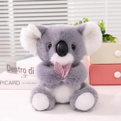 Zacht Pluizig Koala Knuffeldier Schattige Grijze Pluche Pop Met Blad Kawaii Speelgoed Voor Slaapkamer Decor Nachtkastje Kussen Verjaardagscadeau 22cm