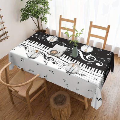 Pianomuziek Noten Muzikaal Thema Rechthoekig Waterdichte Tafelkleed Tafel Decor Boerderij Keuken Eettafelkleed Feest Decoratie 90x140cm