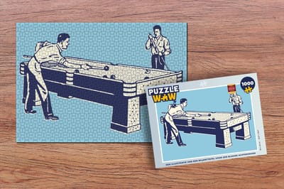 Puzzel Een illustratie van een biljarttafel voor een blauwe achtergrond - Legpuzzel - Puzzel 1000 stukjes volwassenen