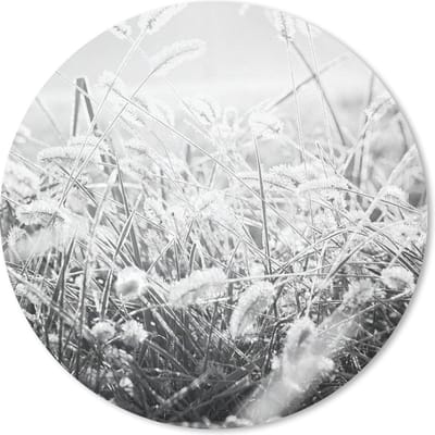 Muismat rond 20x20 cm - Mousepad Winter - Zwart - Wit - IJs - Ronde muismatten - Kerst - Cadeau - Kerstcadeau voor mannen en voor vrouwen