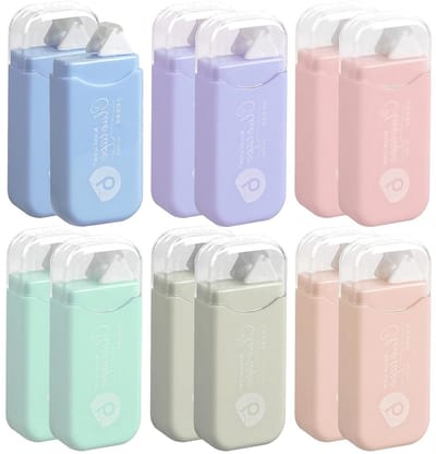 12 Stuks Dubbelzijdige Lijmrollers met Etui, Ideaal voor Scrapbooking, Fotoalbums en Creatieve Klussen (6mm×6m)
