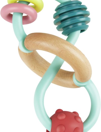 Hape Bijtring Gregor - Bijtspeelgoed Baby met Kralen en Texturen, Siliconen en Hout, vanaf 3 Maanden