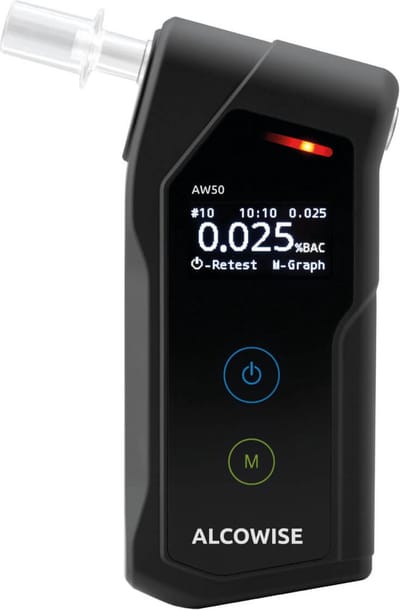 Alcowise - AW50BT - alcoholtester met nauwkeurige premium fuelcell sensor en actieve- en passieve testmodus