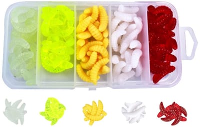 Dailygoods - 100 Stuks Kunstmatig Aas Wormen Vis Box Set, Zachte Plastic Worm Vissen Lokken, Voor Zout en Zoet Water