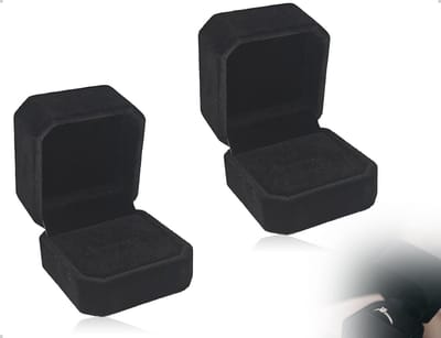 Dailygoods- Ringdoos Set van 2 - Zwarte Ringdoos - Juwelendoos - Huwelijksaanzoek - Verloving - Duurzaam Velvet Materiaal - Juwelenbox