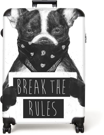 NoBoringSuitcases.com® - Koffer groot - Reiskoffer lichtgewicht - Hond - Break the rules - Quote - Dieren - Rolkoffer met 4 wielen - Grote trolley XL - 98 liter bagage