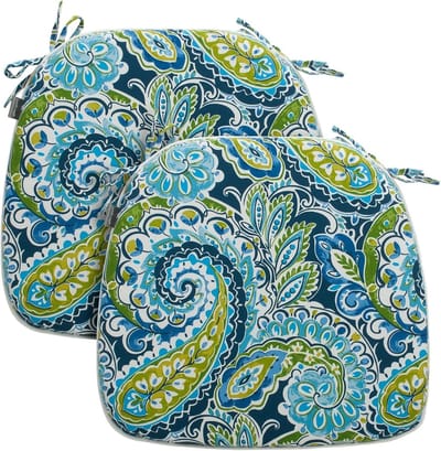 Stoelkussens Set - Zitkussens Tuinmeubelen - Buiten en Binnen - Waterdicht Weerbestendig - 45x43cm - Paisley Lapis Groen