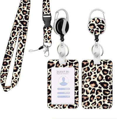 Badgehouder met Lanyard - ID Kaarthouder Clip - Identificatie Tonen - Uittrekbare Clip - Verticaal Formaat - Beige