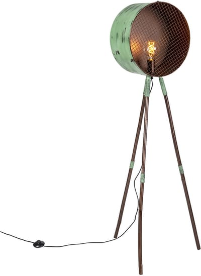 QAZQA barrel - Retro Vloerlamp | Staande Lamp met kap - 1 lichts - H 1430 mm - Groen - Woonkamer | Slaapkamer | Keuken
