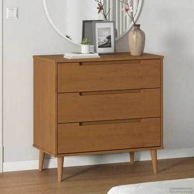 vidaXL - Ladekast - MOLDE - Karamel - 80 - x - 40 - x - 80 - cm - Massief - grenenhout