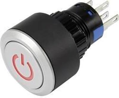 TRU COMPONENTS 1303029 LAS1-AWY-11T/R/12V/P Druktoets 250 V/AC 3 A 1x uit/(aan) Moment Rood IP65 1 stuk(s)