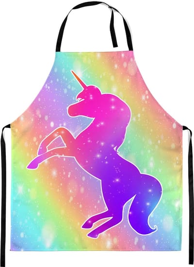 FEROCITY - Kinderschort Universele kindermaat Schildersschort - met klittenband - Unisex - Regenboog Vol Eenhoorn