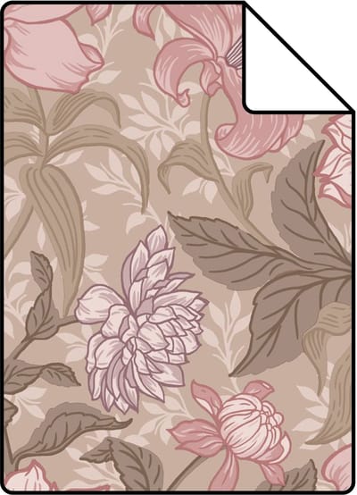 Proefstaal ESTAhome behang vintage bloemen licht mauve paars - 26.5 x 21 cm - 131849-S