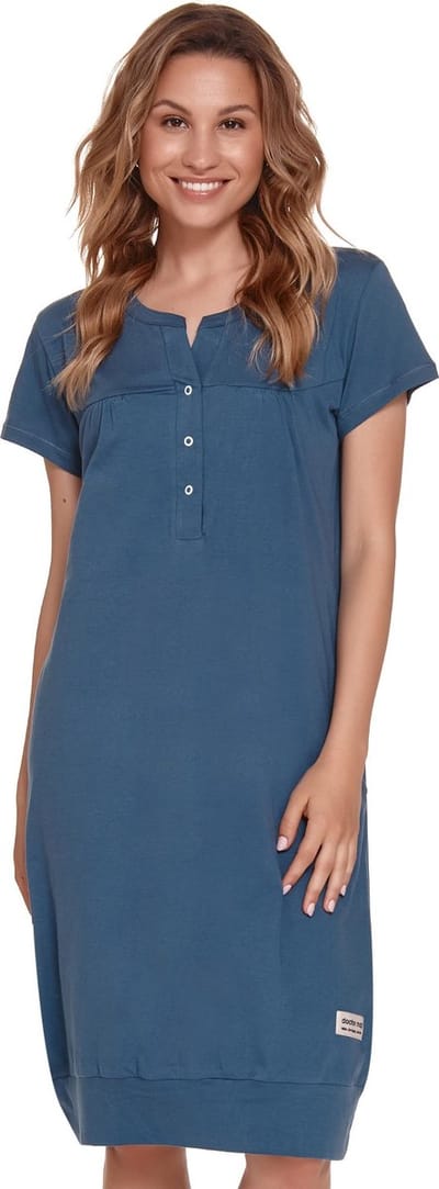 Doctor Nap Katoenen Nachthemd Dames Borstvoeding Zwangerschap TCB.4348 Deep Blue 36 / S