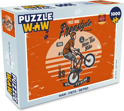 Puzzel Man - Fiets - Retro - Legpuzzel - Puzzel 1000 stukjes volwassenen